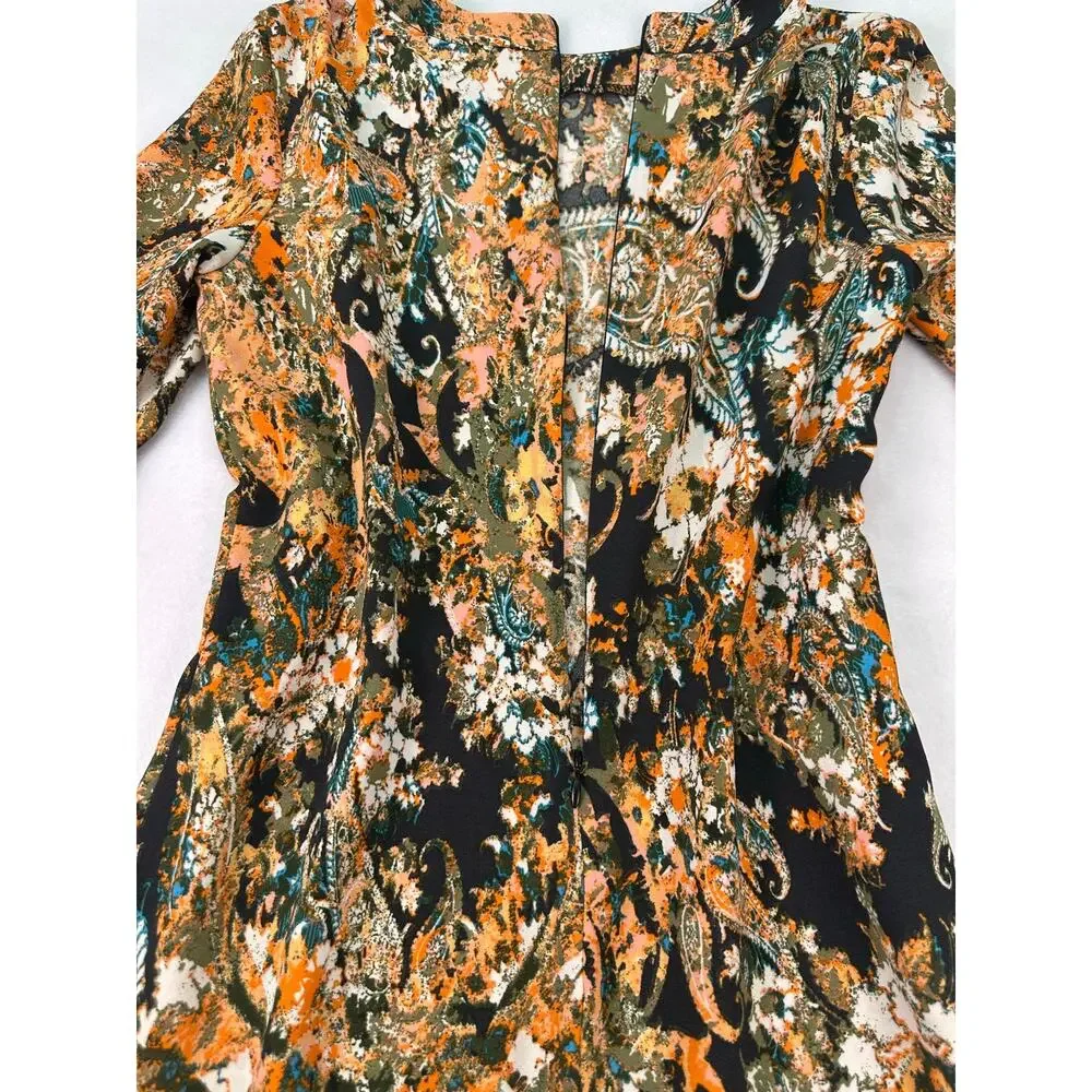 WAYF Multicolor Boho Floral Paisley Bell Sleeve Mini Shift Dress Size Small - Picture 5 of 10